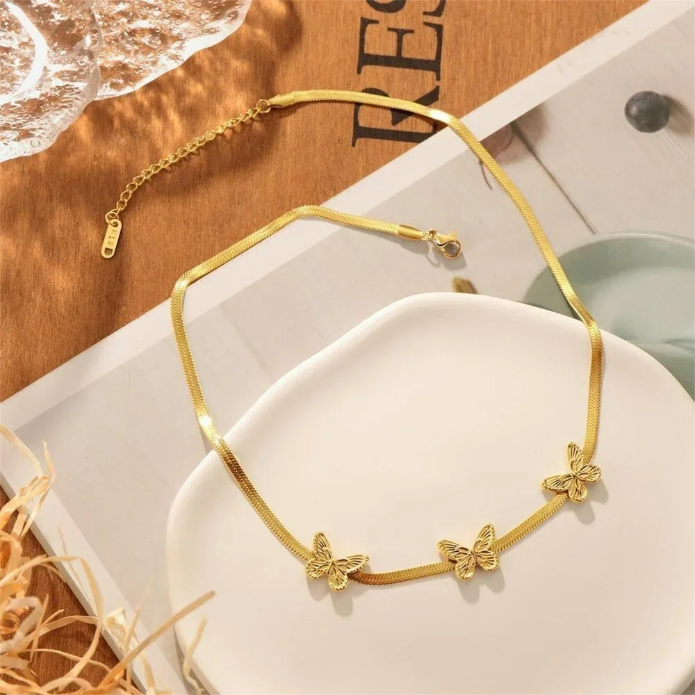Elegant Exquisite Butterfly Snake Bone Necklace - Picture 6 of 6